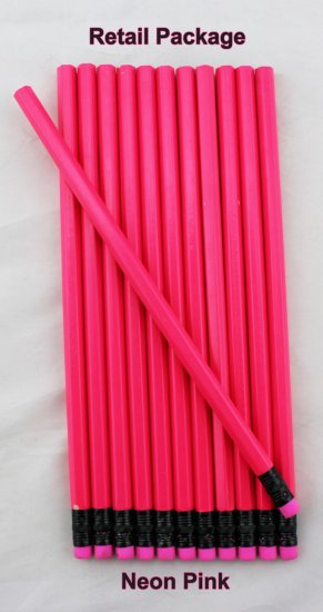 ezpencils - 12 pkg. Blank Hexagon Pencils - Neon Pink - Click Image to Close