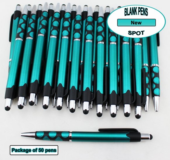 Spot Pen-Silver Accents, Teal Body & Spotted Grip-Blanks-50pkg - Click Image to Close