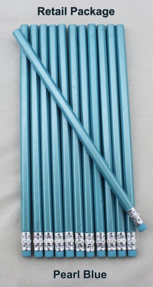 ezpencils - 12 pkg. Blank Hexagon Pencils - Pearl Blue