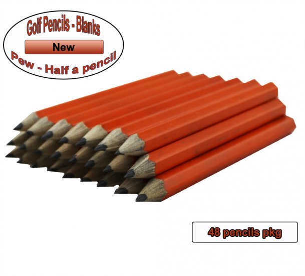 ezpencils - 48 Orange Golf Without Eraser - Blank Pencils - Click Image to Close