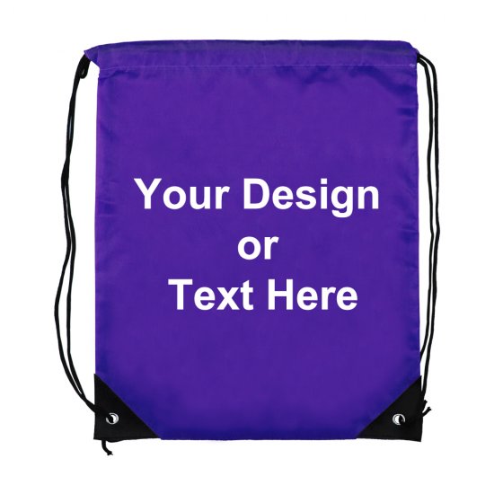 ezpencils, Drawstring Bags-Custom Image and/or Text- Purple - Click Image to Close