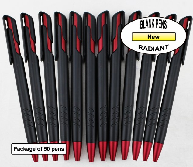 Radiant Pen -Black Body & Metallic Red Accents-Blanks- 50pkg - Click Image to Close