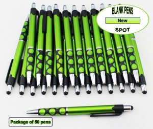 Spot Pen-Silver Accents, Green Body & Spotted Grip-Blanks-50pkg