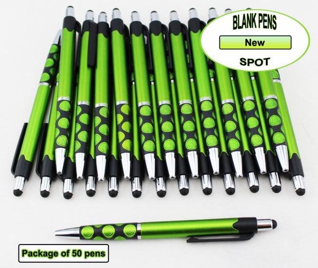 Spot Pen-Silver Accents, Green Body & Spotted Grip-Blanks-50pkg - Click Image to Close