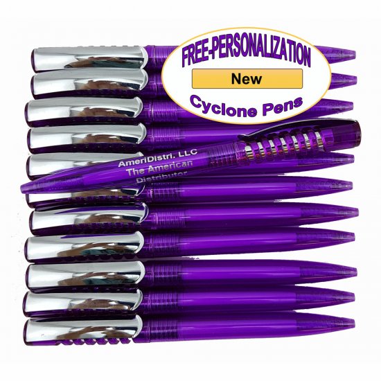 Purple Body - Silver Accents - Cyclone Pens - 12 pkg. - Click Image to Close