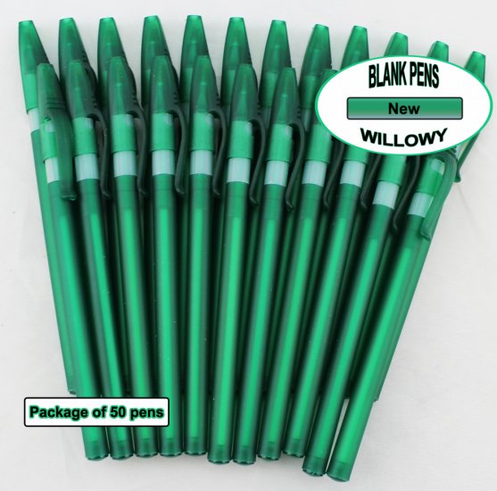 Willowy Pens-Green Body & white Silicone Gripper-Blanks-50pkg - Click Image to Close