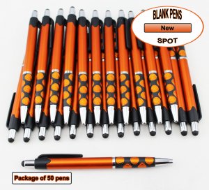 Spot Pen-Silver Accents, Orange Body & Spotted Grip-Blanks-50pkg