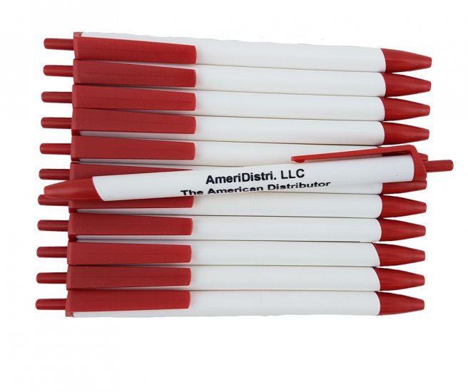 White Body - Red Top & Bottom - Champion Pens - 12 pkg. - Click Image to Close