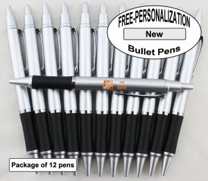 Bullet Pen, Silver body, Elegant tip, 12pkg - Custom Image