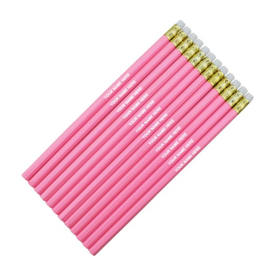 ezpencils - Personalized Pink Hexagon Pencils - 12 pk - Click Image to Close