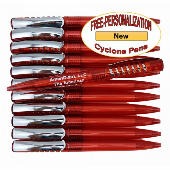Red Body - Silver Accents - Cyclone Pens - 12 pkg. - Click Image to Close