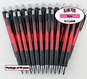 Storm Pen-Red body, Silver Accents, Black Grip -Blanks-50pkg