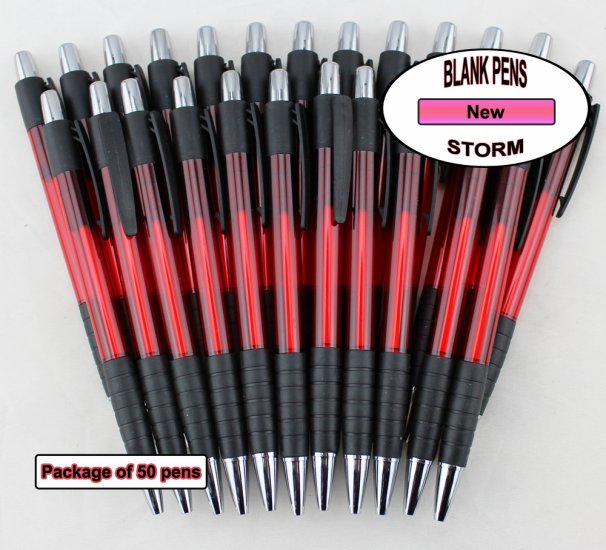 Storm Pen-Red body, Silver Accents, Black Grip -Blanks-50pkg - Click Image to Close