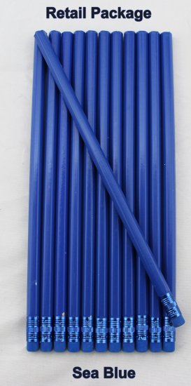 ezpencils - 12 pkg. Blank Hexagon Pencils - Sea Blue - Click Image to Close