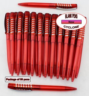 Cyclone Pen -Red Body and Silver Accent- Blanks - 50pkg