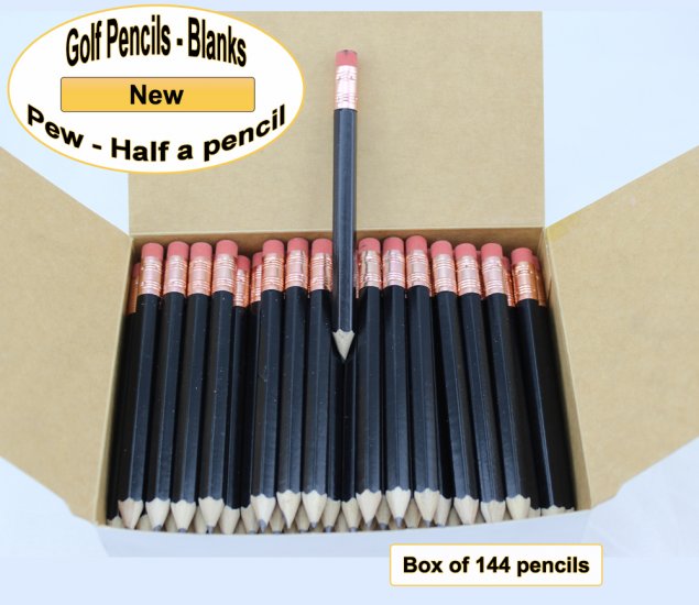 ezpencils - 144 Black Golf Pencils with Eraser - Click Image to Close