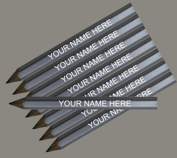 ezpencils - 24 pkg Personalized Hexagon Silver Golf Pencils - Click Image to Close