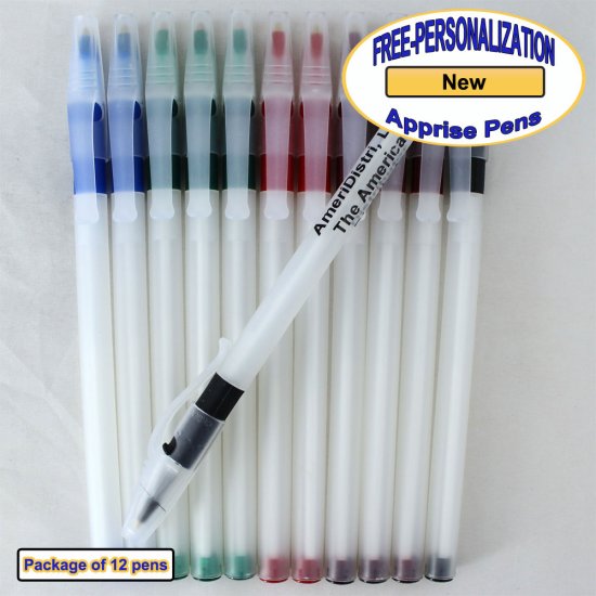Personalized Apprise Pen, Translucent Body Assorted Grip 12 pkg. - Click Image to Close