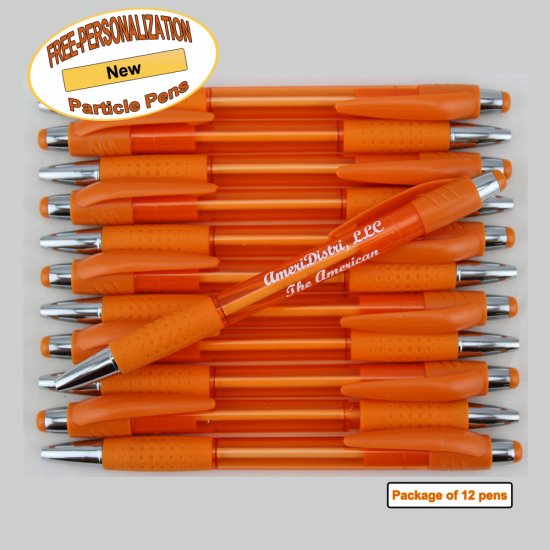 Personalized Particle Pen, Orange Body and Accents 12 pkg - Click Image to Close