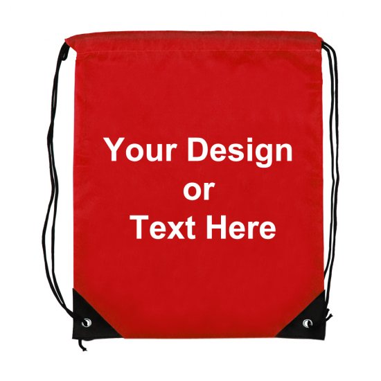 ezpencils, Drawstring Bags-Custom Image and/or Text- Red - Click Image to Close