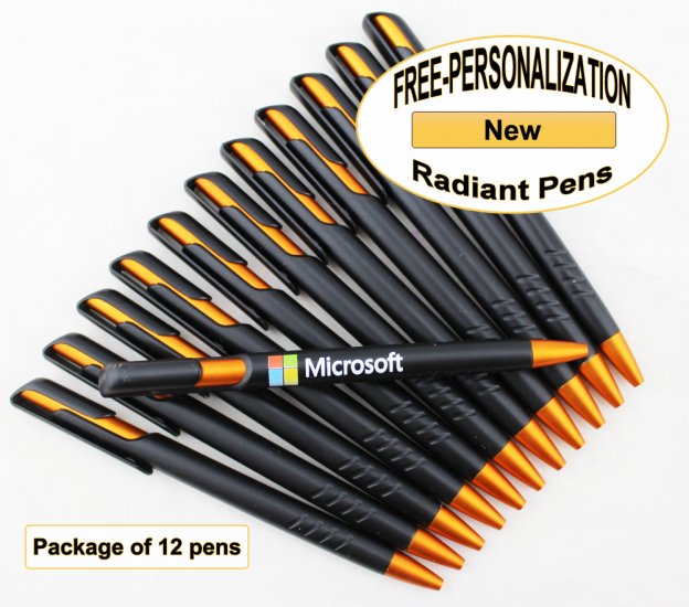 Radiant Pen, Black Body, Metallic Orange 12pkg, Custom IMG - Click Image to Close
