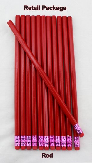 ezpencils - 12 pkg. Blank Hexagon Pencils - Red - Click Image to Close