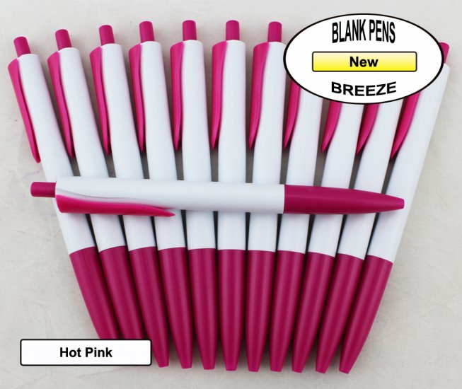 Breeze Pens - White Body with Hot Pink Accents - Blanks - 50pkg - Click Image to Close