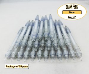 Buzz Pens - Clear Body with a White Grip - Blanks - 50pkg