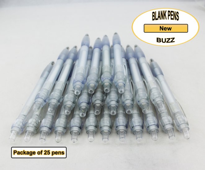 Buzz Pens - Clear Body with a White Grip - Blanks - 50pkg - Click Image to Close