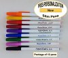 Personalized -Slim Pens- White Body with Assorted Cap, Black Ink