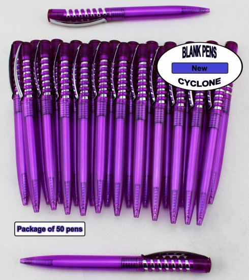Cyclone Pen -Purple Body and Silver Accent- Blanks - 50pkg - Click Image to Close