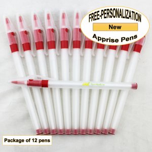 Apprise Pen, Translucent Body Red Grip 12pkg - Custom Image
