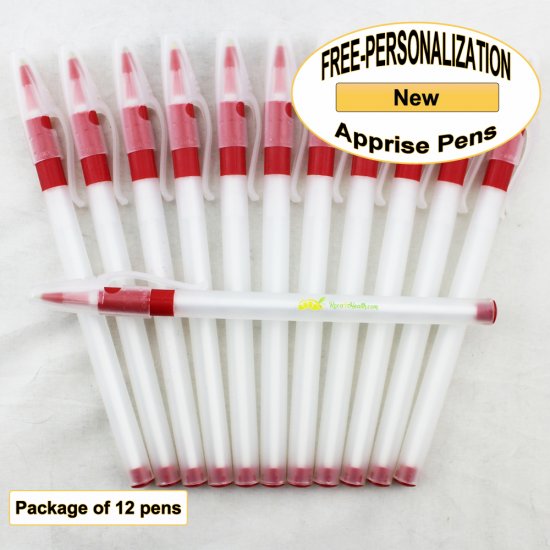 Apprise Pen, Translucent Body Red Grip 12pkg - Custom Image - Click Image to Close