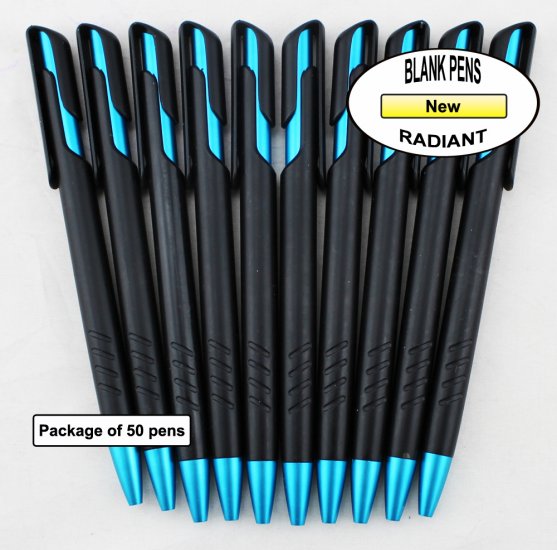 Radiant Pen -Black Body & Metallic Blue Accents - Blanks - 50pkg - Click Image to Close
