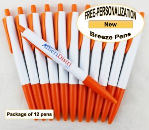 Breeze Pen, White Body with Orange Accents 12 pkg - Custom Image
