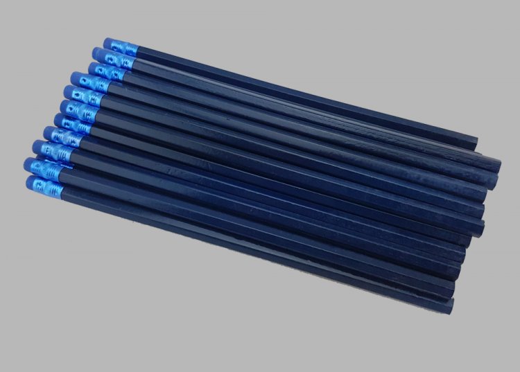 ezpencils - 144 Dark Blue Hex Pencils - Non-Personalized - Click Image to Close