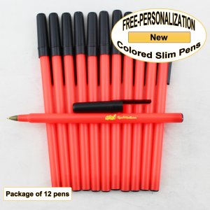 Colored Slim, Neon Red Body, Black Accents, 12pkg-Custom Img