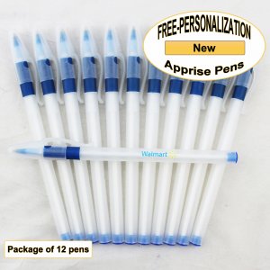 Apprise Pen, Translucent Body Blue Grip 12pkg - Custom Image