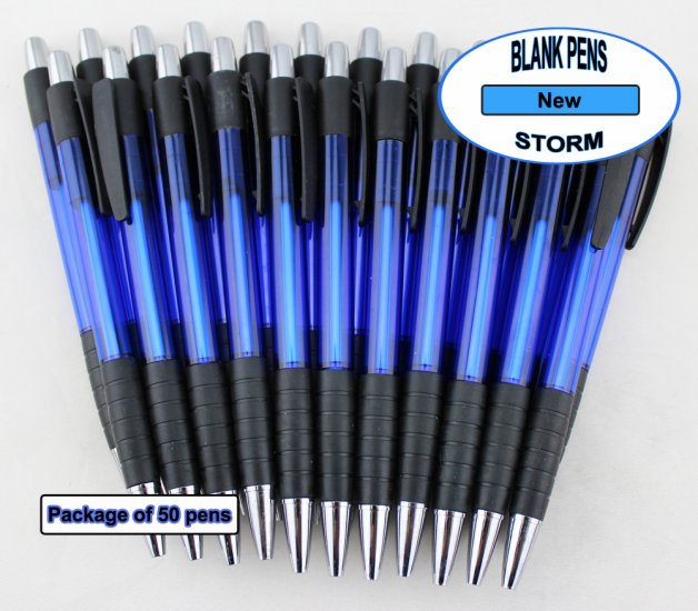 Storm Pen-Blue body, Silver Accents, Black Grip -Blanks-50pkg - Click Image to Close