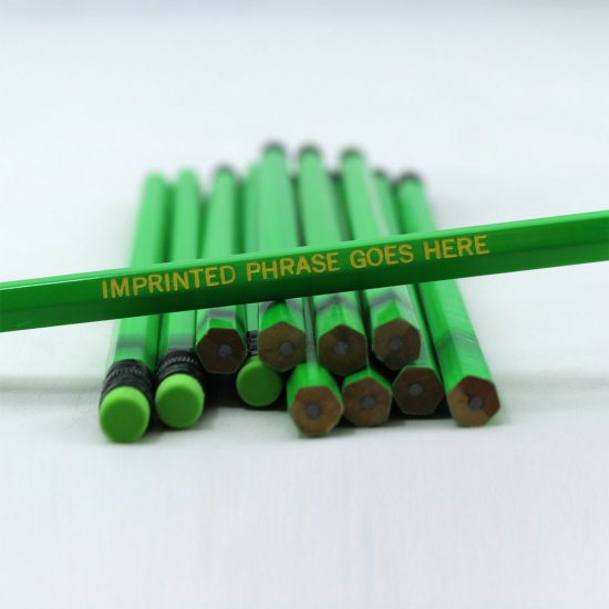 ezpencils - Personalized Neon Green Hex Pencils - 144 Pencils - Click Image to Close