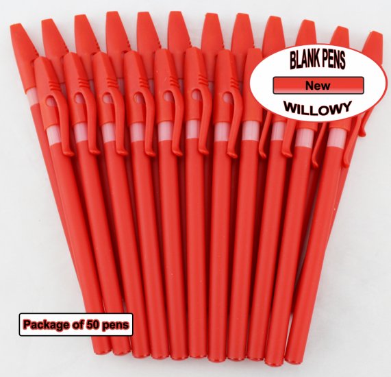 Willowy Pens-Red Body & white Silicone Gripper-Blanks-50pkg - Click Image to Close