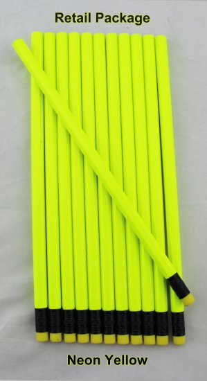 ezpencils - 12 pkg. Blank Hexagon Pencils - Neon Yellow - Click Image to Close