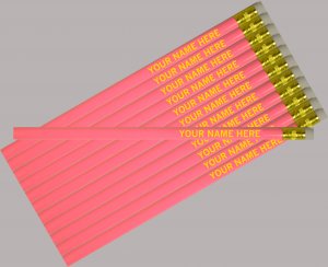 ezpencils - Personalized Pink Round Pencil - 12 pkg