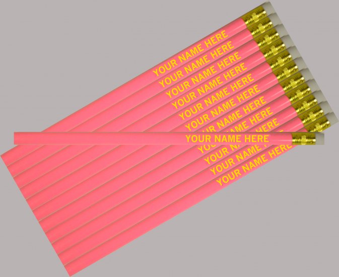 ezpencils - Personalized Pink Round Pencil - 12 pkg - Click Image to Close
