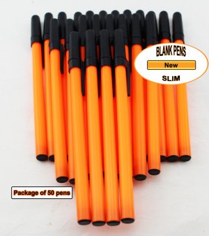 Colored Slim Pen-Neon Orange Body, Cap and Accent-Blanks-50pkg