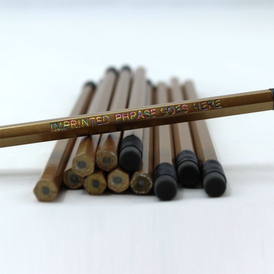 ezpencils - Personalized Gold Hex Pencils - 144 Pencils - Click Image to Close