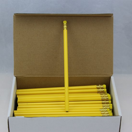 ezpencils - 144 Light Yellow Hex Pencils - Non-Personalized - Click Image to Close