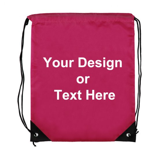 ezpencils, Drawstring Bags-Custom Image and/or Text- Hot Pink - Click Image to Close