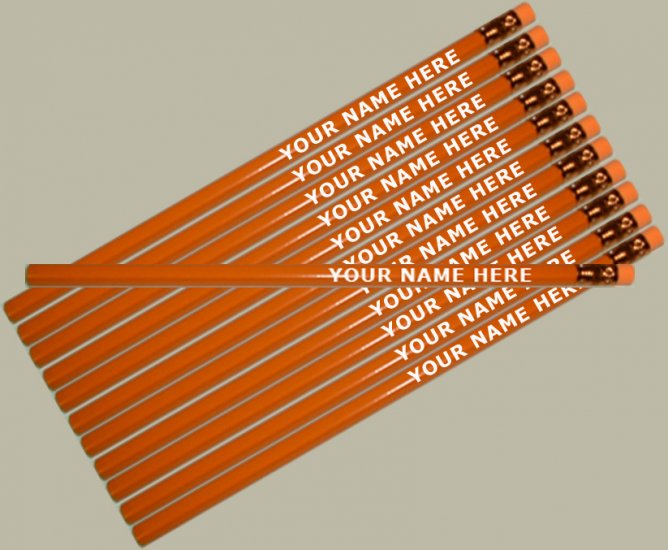 ezpencils - Personalized Orange Hexagon Pencils - 12 pk - Click Image to Close
