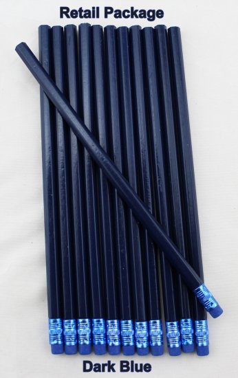 ezpencils - 12 pkg. Blank Hexagon Pencils - Dark Blue - Click Image to Close